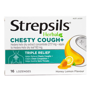 Strepsils Herbal ChestyCough | Honey Lemon Flavour |16 Lozenges